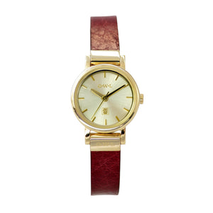 ASCOT GOLD AND OXBLOOD RED LEATHER LADIES WATCH - OWL watches