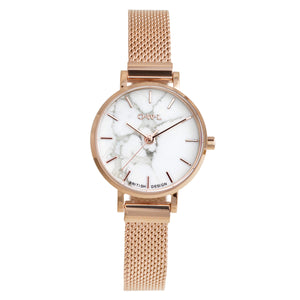 Amesbury Rose gold mesh watch with a genuine Howlite stone dial - OWL watches