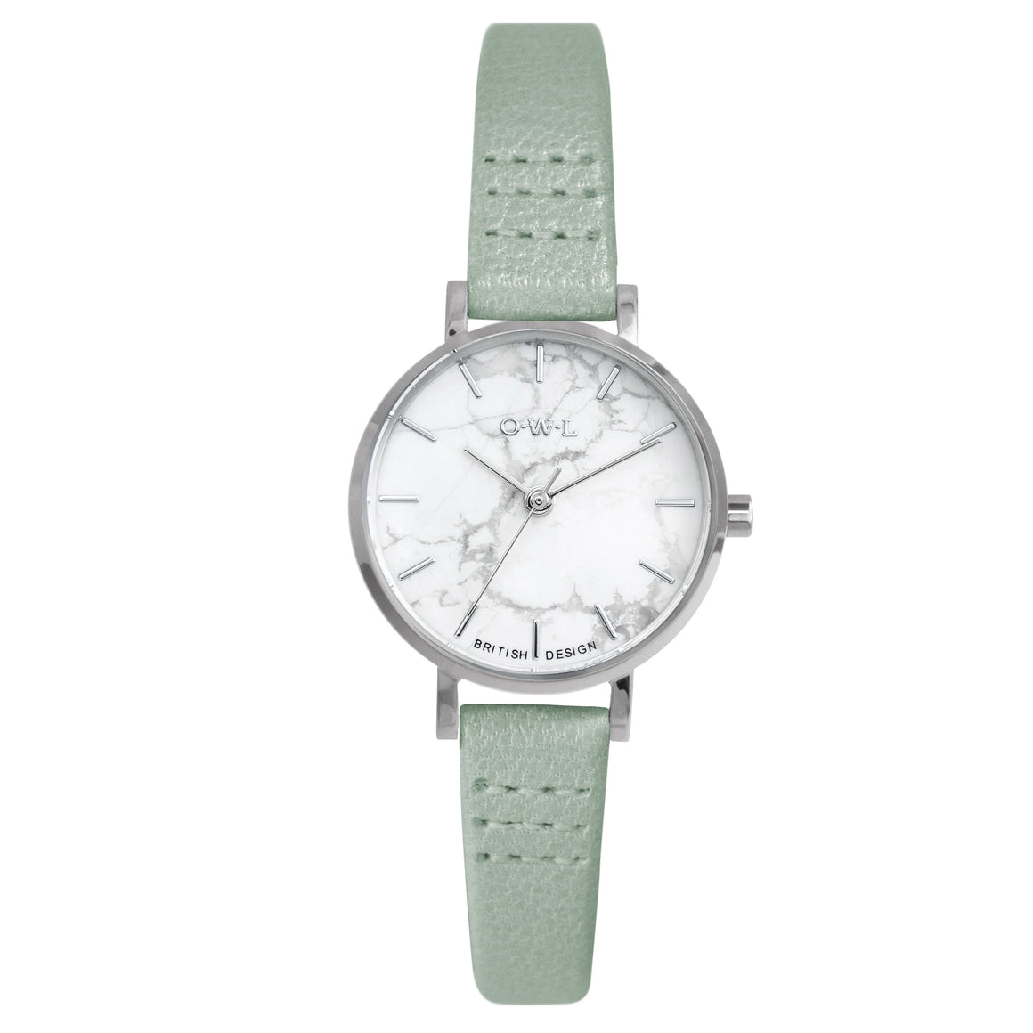 AMESBURY LADIES WATCH WITH HOWLITE NATURAL STONE DIAL & MINT GREEN LEATHER STRAP