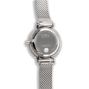 Amesbury Silver mesh watch with a genuine Howlite Dial - OWL watches