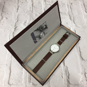 BRANCASTER ROSE GOLD & STONE GREY DIAL & LEATHER STRAP WATCH - OWL watches