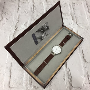 BRANCASTER STEEL & STONE GREY DIAL & LEATHER STRAP WATCH - OWL watches