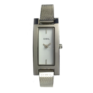 BROMPTON STEEL CASE WITH SHELL WHITE DIAL & STEEL MESH STRAP. - OWL watches