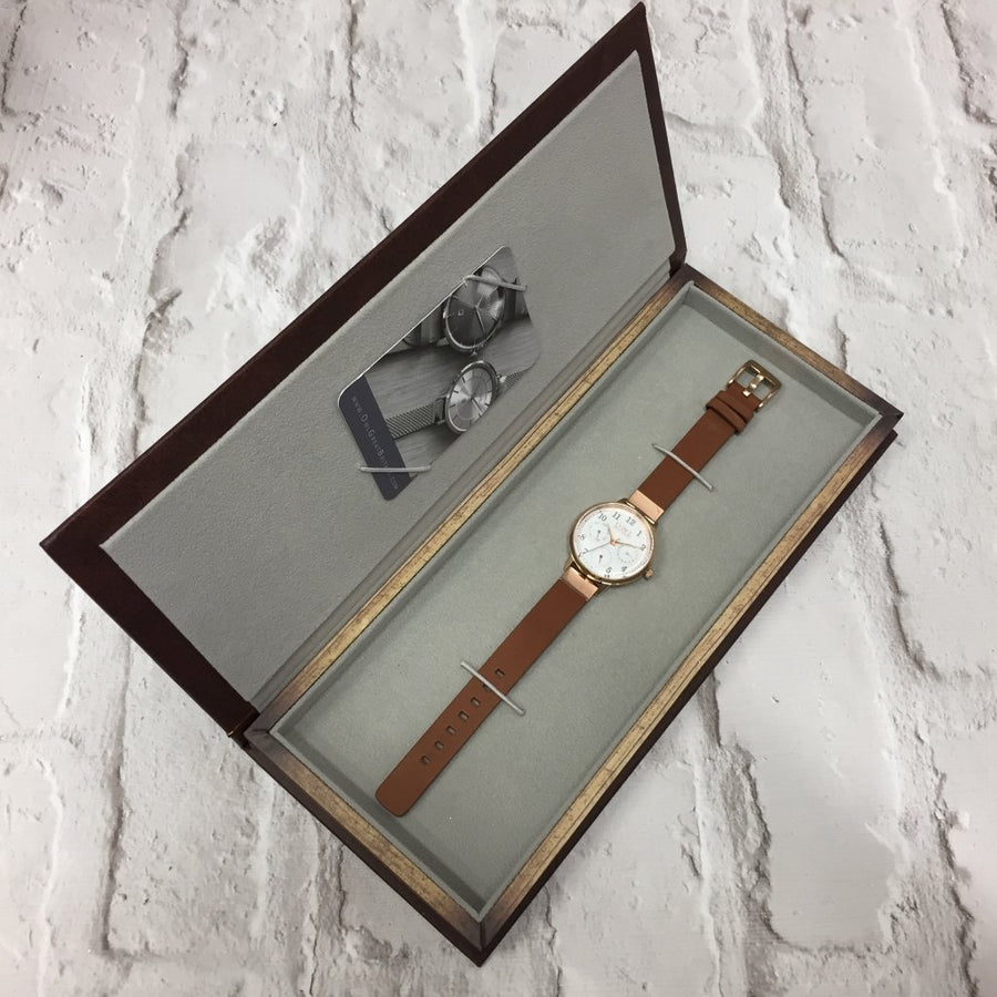 HELMSLEY ROSE GOLD CASE WITH WARM GREY DIAL & LEATHER STRAP - OWL watches