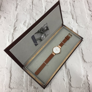 HELMSLEY STEEL CASE WITH MINK DIAL & LEATHER STRAP - OWL watches