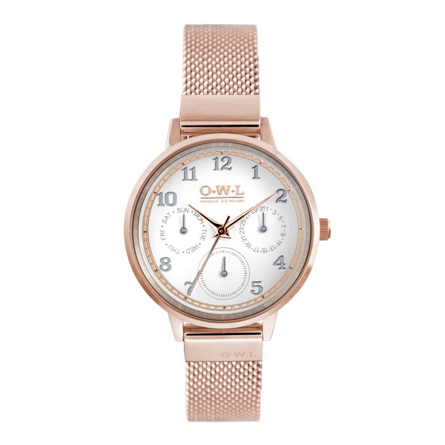 HELMSLEY ROSE GOLD CASE WITH SHELL WHITE DIAL & ROSE GOLD MESH STR ...