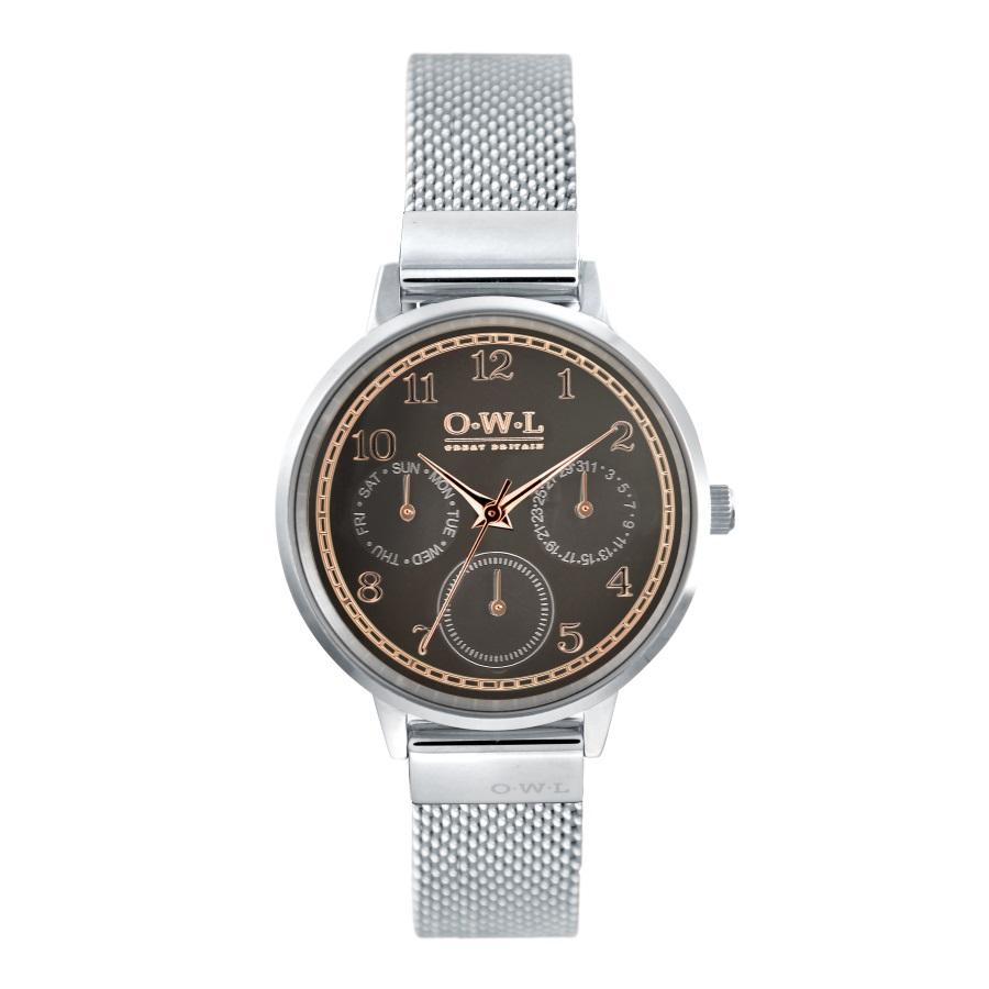 HELMSLEY STEEL CASE WITH WARM GREY DIAL & STEEL MESH STRAP - OWL watches