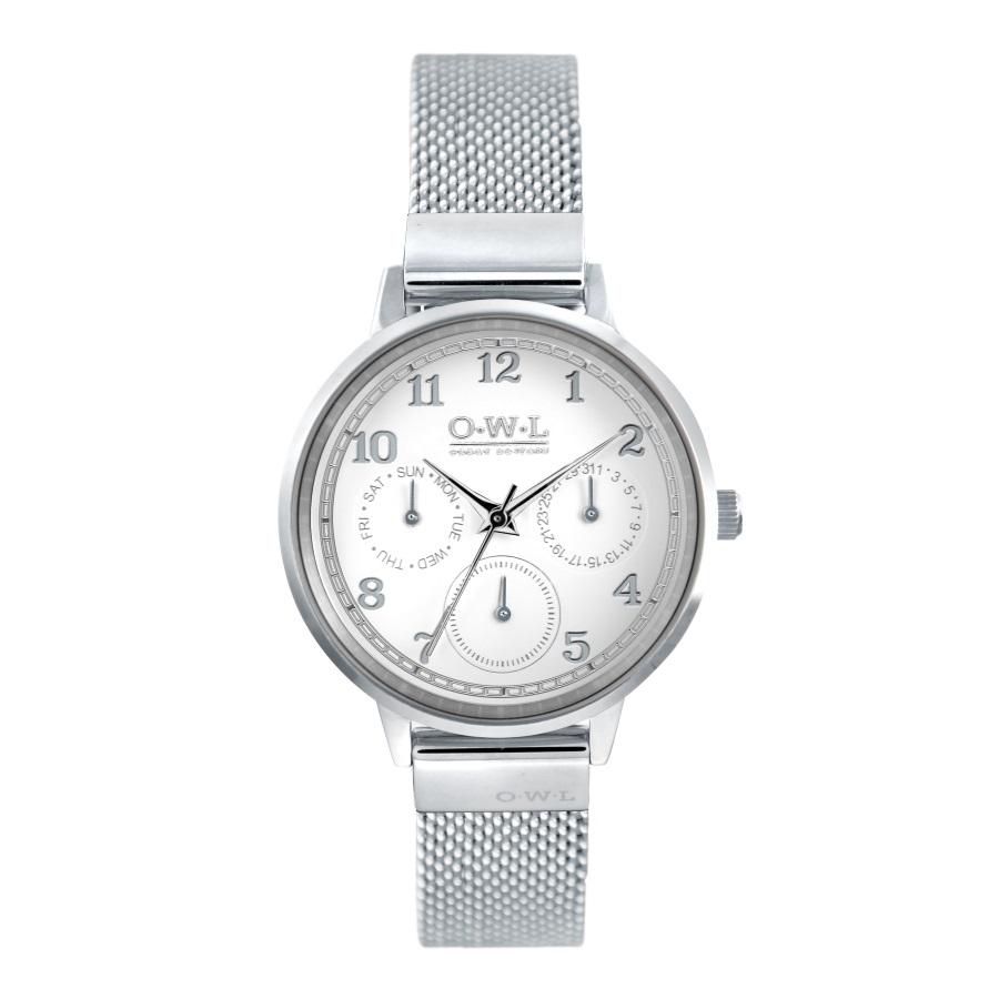 HELMSLEY STEEL CASE WITH SHELL WHITE DIAL & STEEL MESH STRAP OWL w ...
