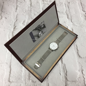 KINGSBRIDGE STEEL CASE, WHITE DIAL & STEEL MESH STRAP WATCH - OWL watches