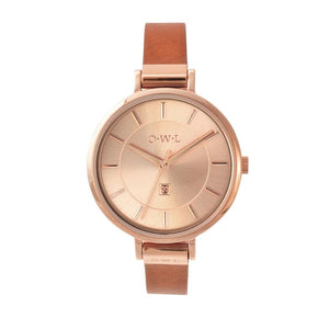 MAYFAIR TAN AND ROSE GOLD WATCH - OWL watches