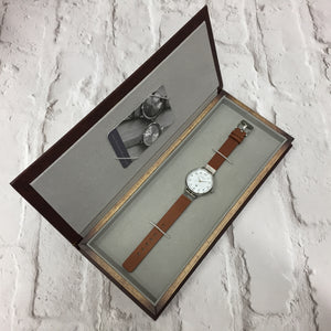 SUTTON STEEL CASE WITH WARM GREY DIAL & LEATHER STRAP - OWL watches