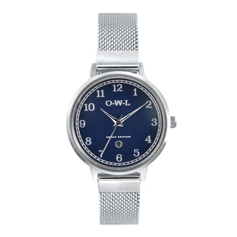 SUTTON STEEL CASE WITH BLUE DIAL & MESH STRAP OWL watches