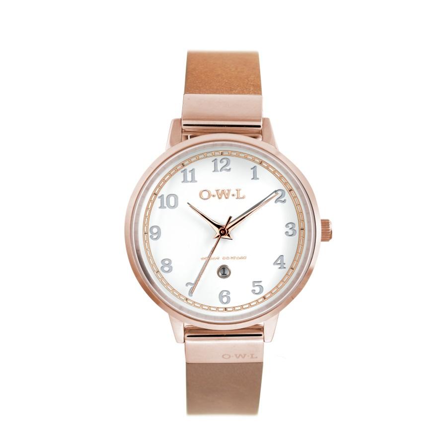 SUTTON ROSE GOLD CASE WITH SHELL WHITE DIAL & TAN LEATHER STRAP OW ...